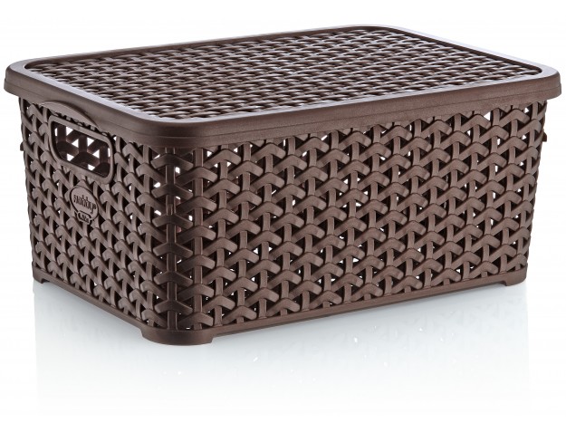 Cesta multiusos Ratán pequeña con tapa 6 litros